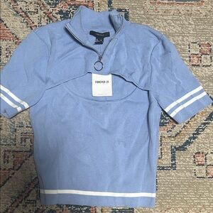 NWT Forever 21 Blue Zip-Up Sweater- size Medium